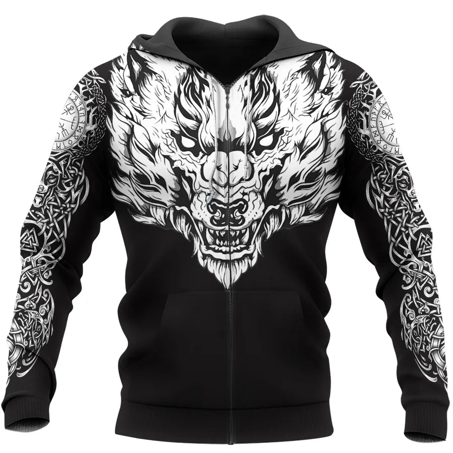 Viking Hoodies – Wolf Hoodies – Norse Wolf Symbol Primal Spirit