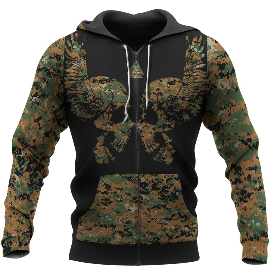 Viking Hoodie – Viking Skull Art – Mjolnir Art Power Style