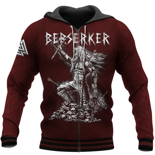 Viking Hoodie - Berserk Hoodie Featuring Berserker Warrior With Axe