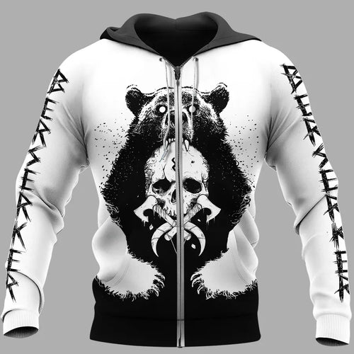 Viking Hoodie - Berserker Bear Hoodie with Warrior Spirit