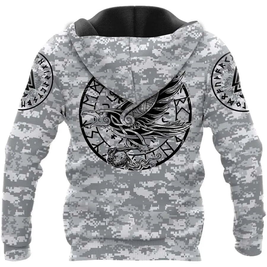 Viking Hoodie – Valknut Rune – Warrior Never Give Up
