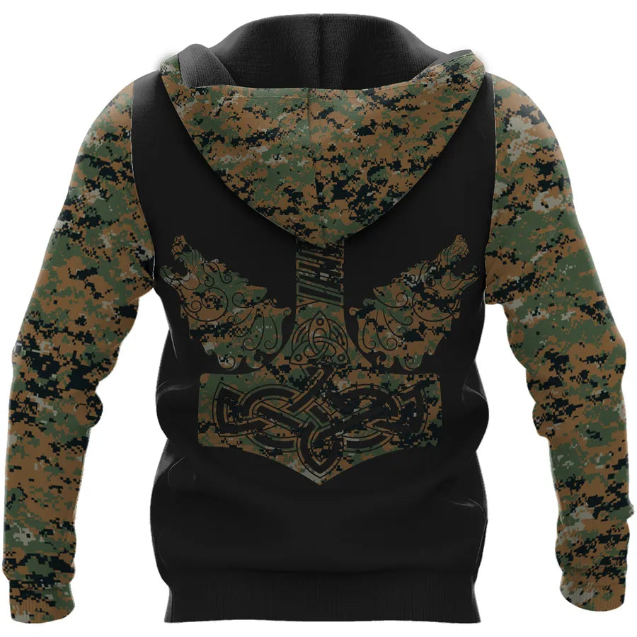 Viking Hoodie – Viking Skull Art – Mjolnir Art Power Style