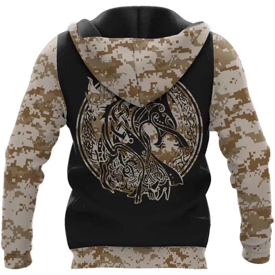 Viking Hoodie – Viking Skull Art with Jormungandr Symbol
