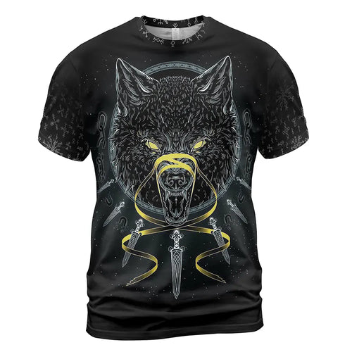 Bold Viking T-Shirt Fenrir Symbol and Odin Power