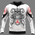 Hoodie Viking – Viking Skull with Beard – Triple Horn Emblem
