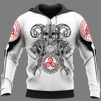 Hoodie Viking – Viking Skull with Beard – Triple Horn Emblem