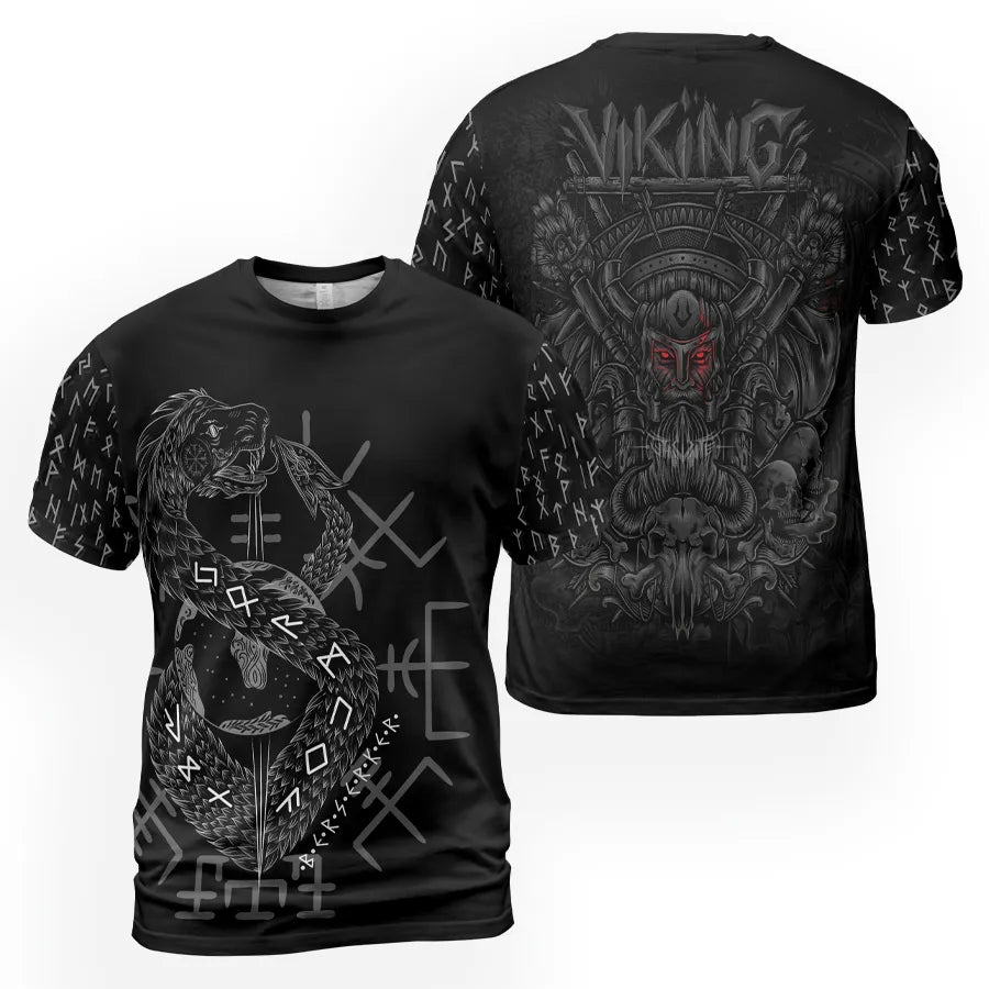 Mens Viking Shirt Jormungandr Rune Norse Power
