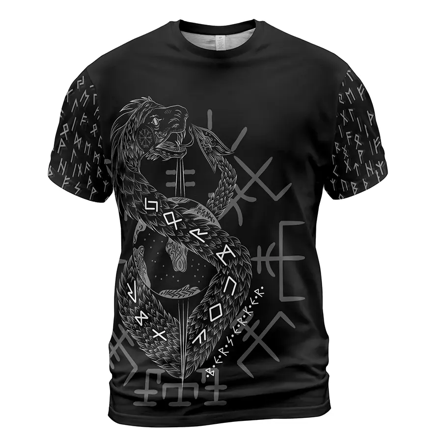 Mens Viking Shirt Jormungandr Rune Norse Power