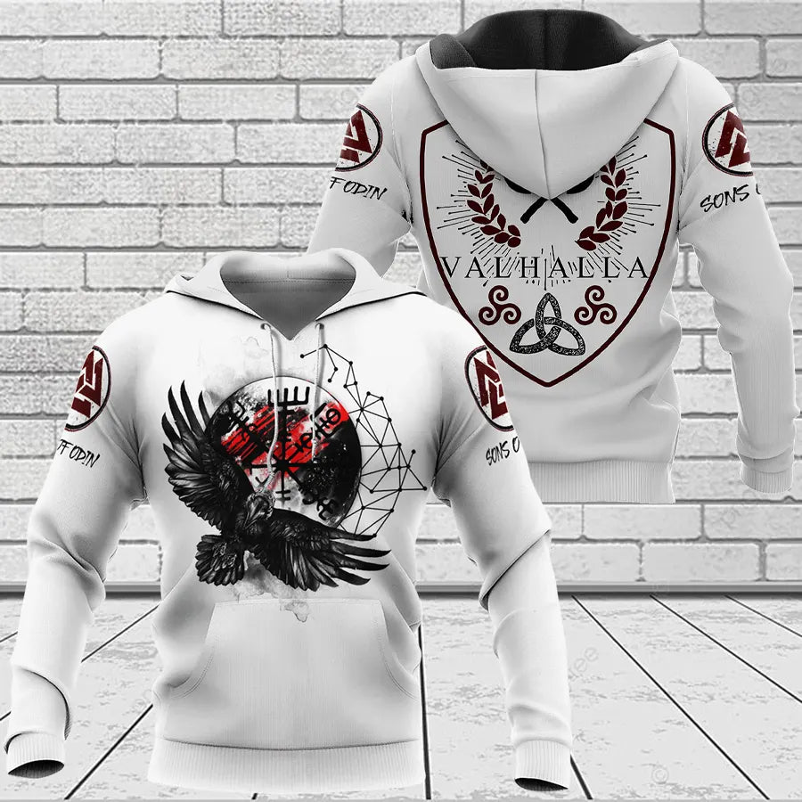 Norse Raven Until Valhalla Hoodie Warrior Spirit