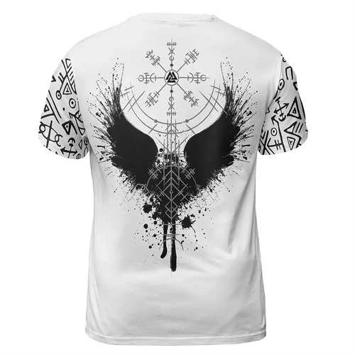Norse T-Shirt Odin Viking Raven Vegvisir Symbol