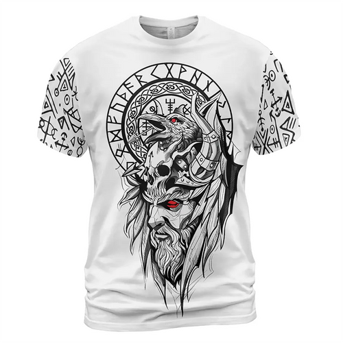 Norse T-Shirt Odin Viking Raven Vegvisir Symbol
