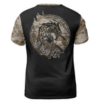 Norse T-Shirt Valknut Symbol Viking Skull Art Camouflage