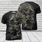Norse T-Shirt Viking Skull Drawing with Vegvisir Symbol Camo
