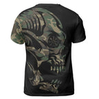 Norse T-Shirt Viking Skull Drawing with Vegvisir Symbol Camo