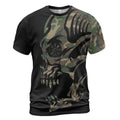 Norse T-Shirt Viking Skull Drawing with Vegvisir Symbol Camo