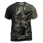 Norse T-Shirt Viking Skull Drawing with Vegvisir Symbol Camo
