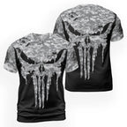 Norse T Shirts Dripping Viking Skull Drawing Camouflage