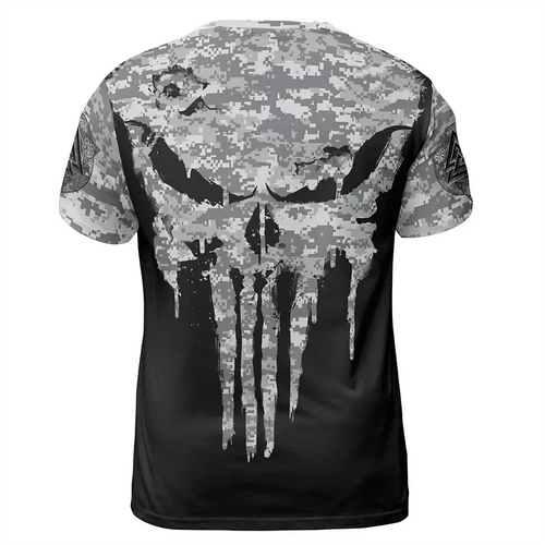 Norse T Shirts Dripping Viking Skull Drawing Camouflage
