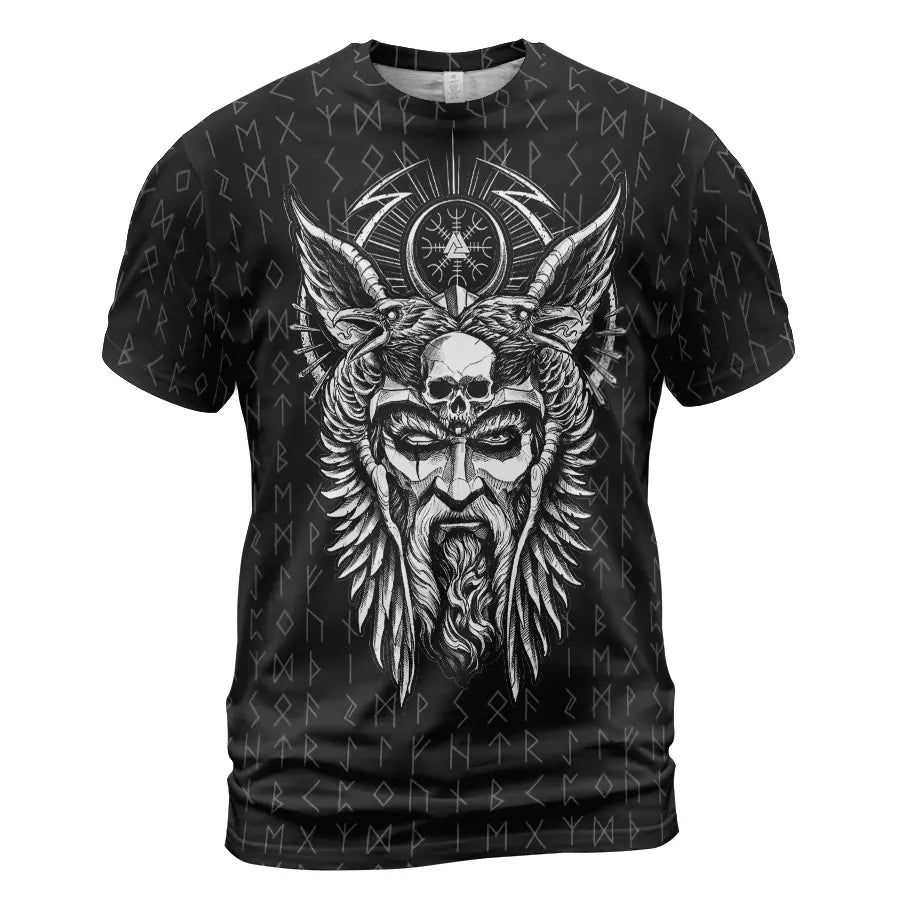 Norse T-Shirts Odin with Rune Ancient Wisdom