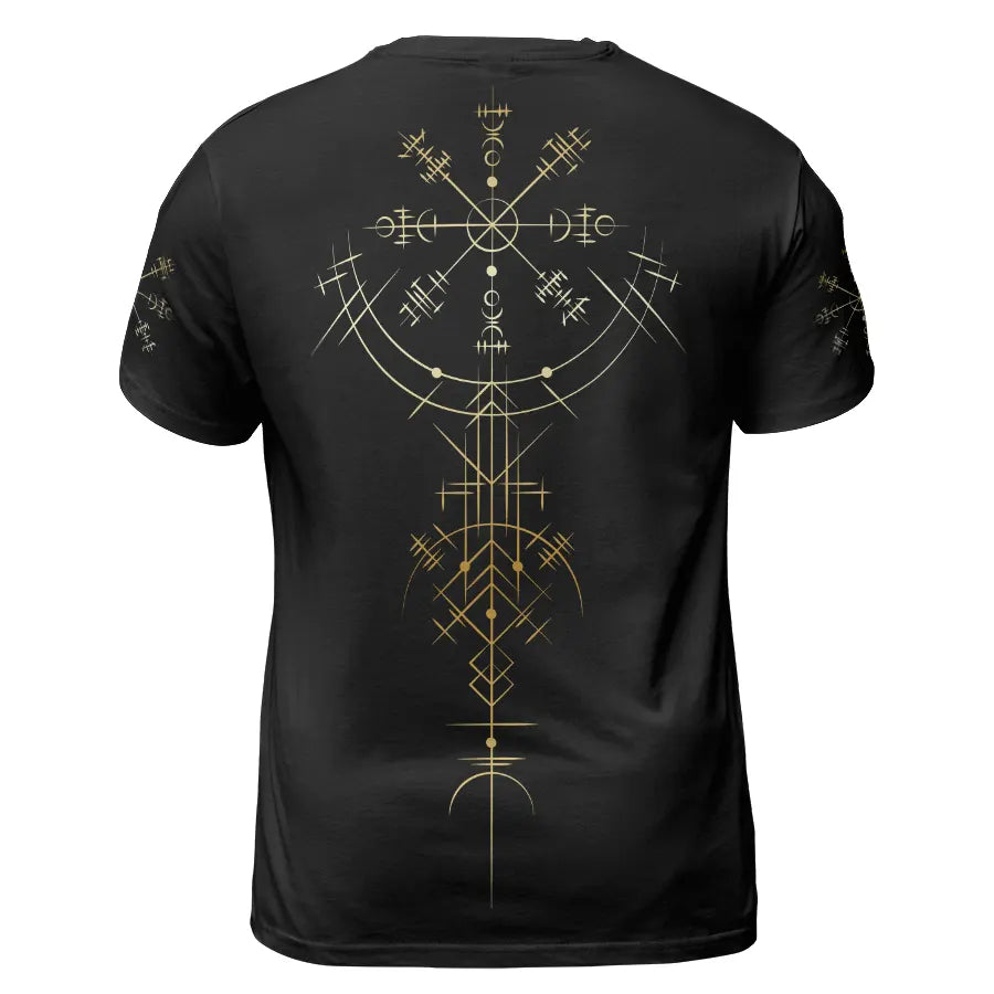 Norse T-Shirts Viking Skull Drawing with Nordic Compass