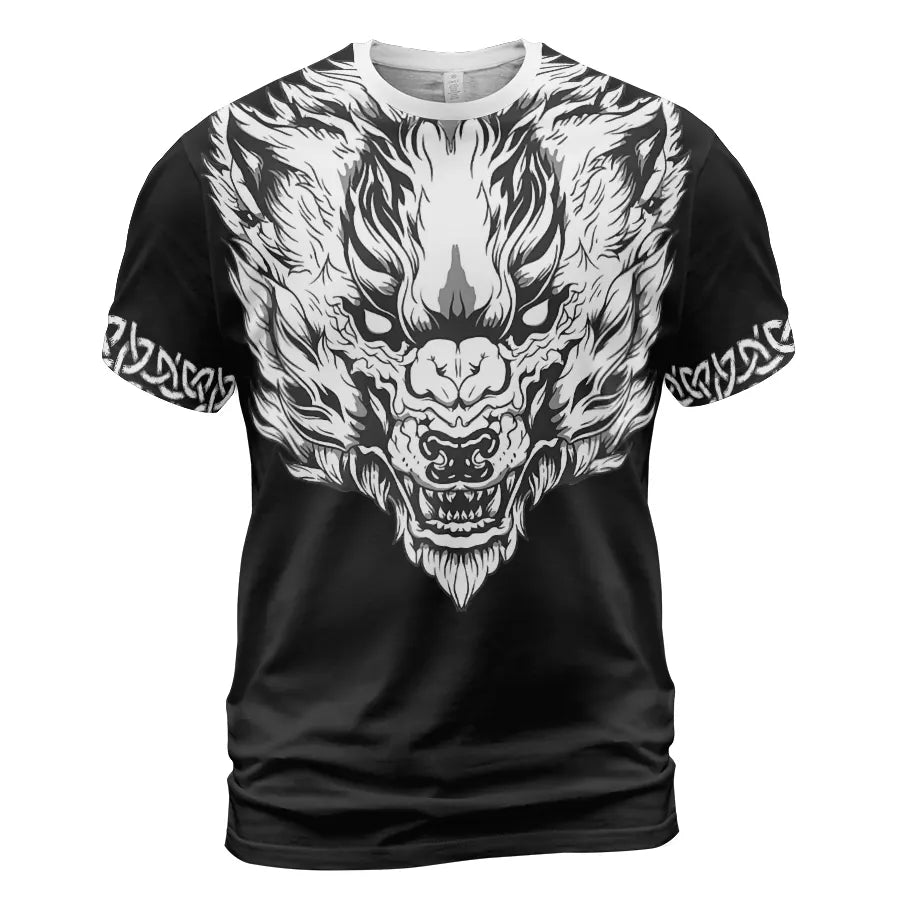 Norse T-Shirts Viking Wolf Symbol Wild Legacy