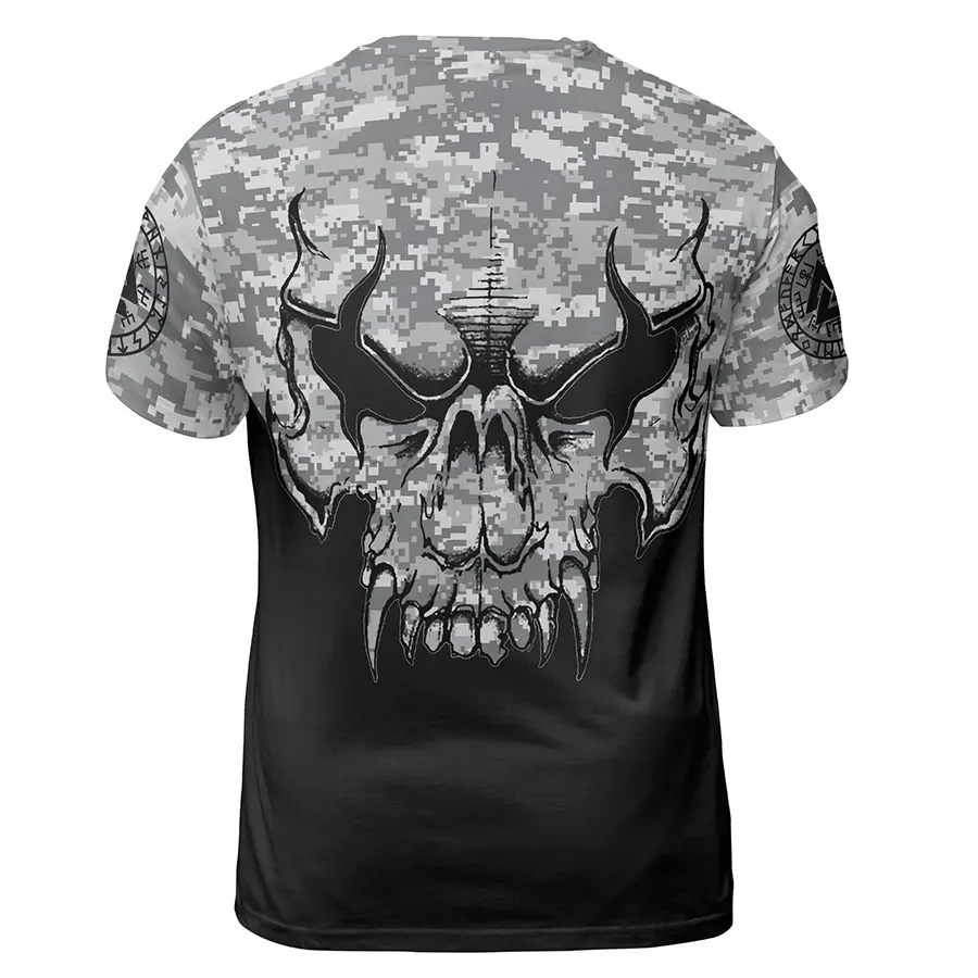 Norse Tee Viking Skull Drawing Camouflage Style