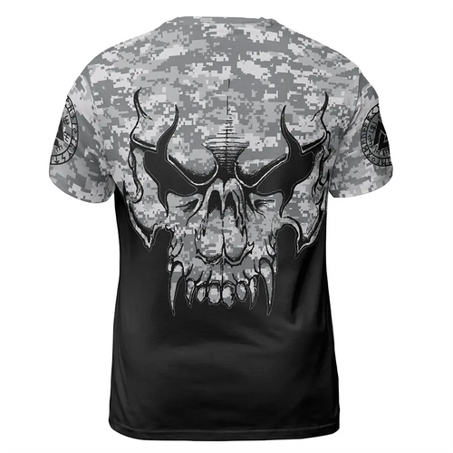 Norse Tee Viking Skull Drawing Camouflage Style