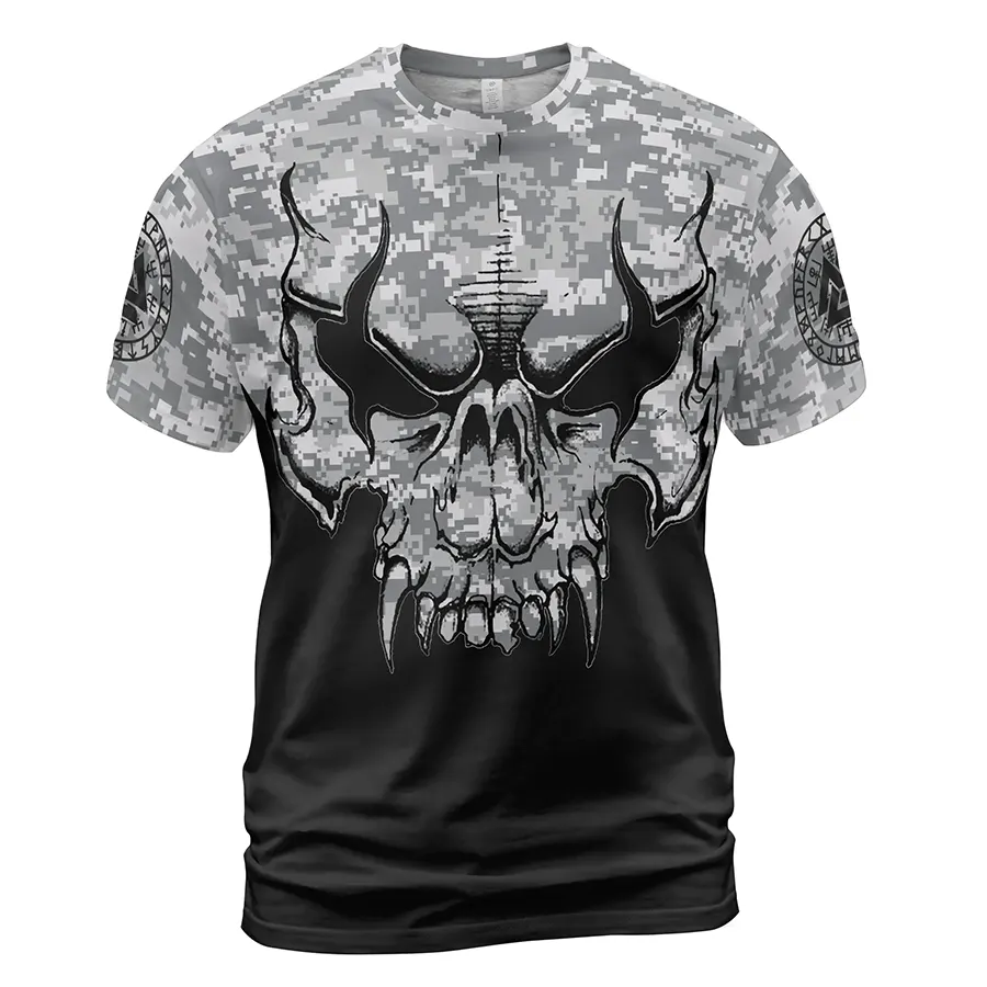 Norse Tee Viking Skull Drawing Camouflage Style