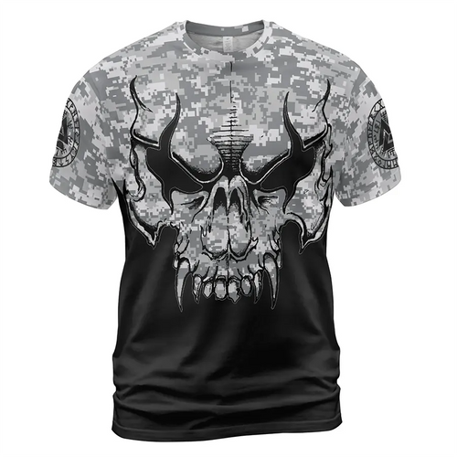 Norse Tee Viking Skull Drawing Camouflage Style