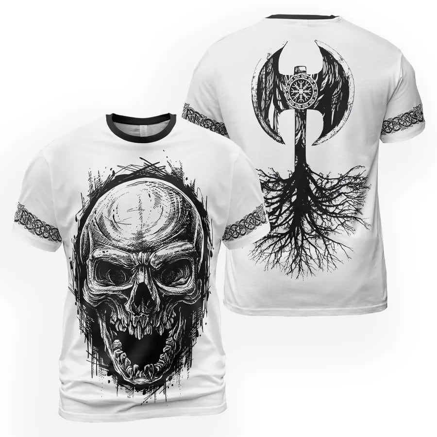Norse Tee Viking Skull Drawing Warrior Spirit