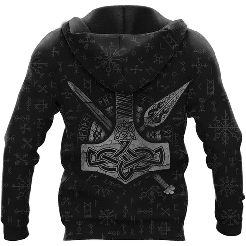 Raven Hoodie – Hoodie Viking With Legendary Hammer And Spear Of Odin