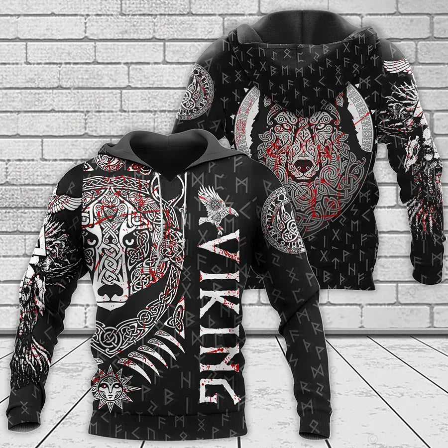 Viking Hoodie Bear Viking and Wolf Viking Art