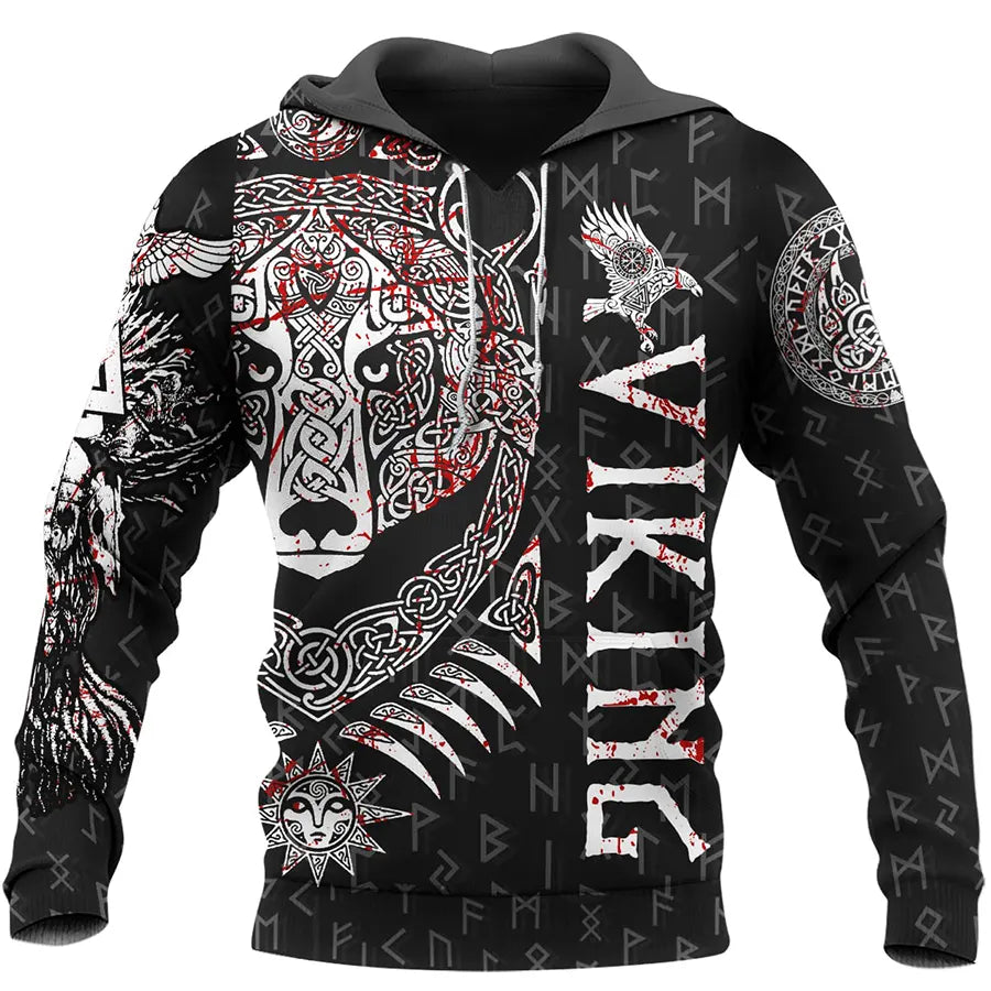 Viking Hoodie Bear Viking and Wolf Viking Art