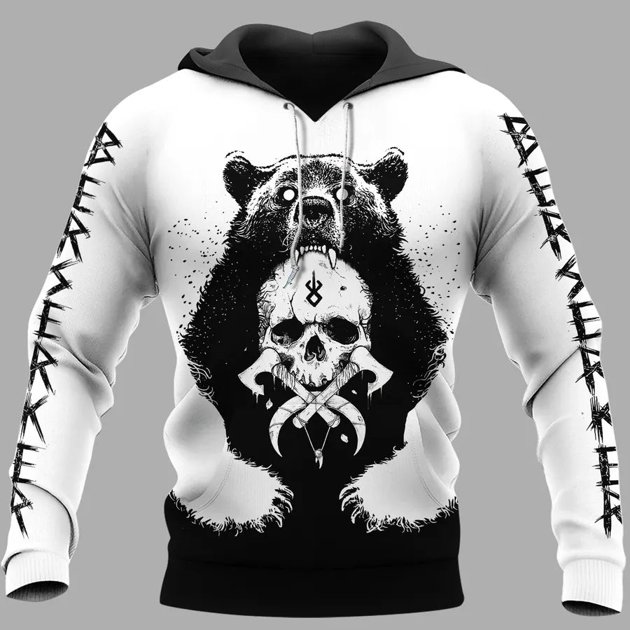 Viking Hoodie - Berserker Bear Hoodie with Warrior Spirit