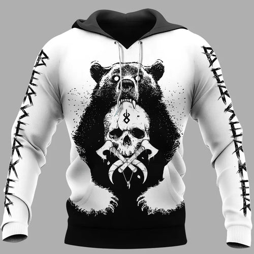 Viking Hoodie - Berserker Bear Hoodie with Warrior Spirit
