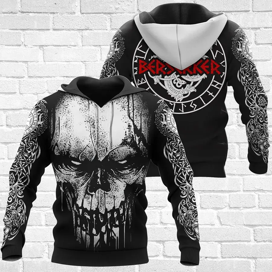 Viking Hoodie Berserker Skull Savage Spirit