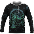 Viking Hoodie Fenrir Art and Vegvisir Symbol