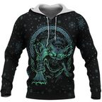 Viking Hoodie Fenrir Art and Vegvisir Symbol