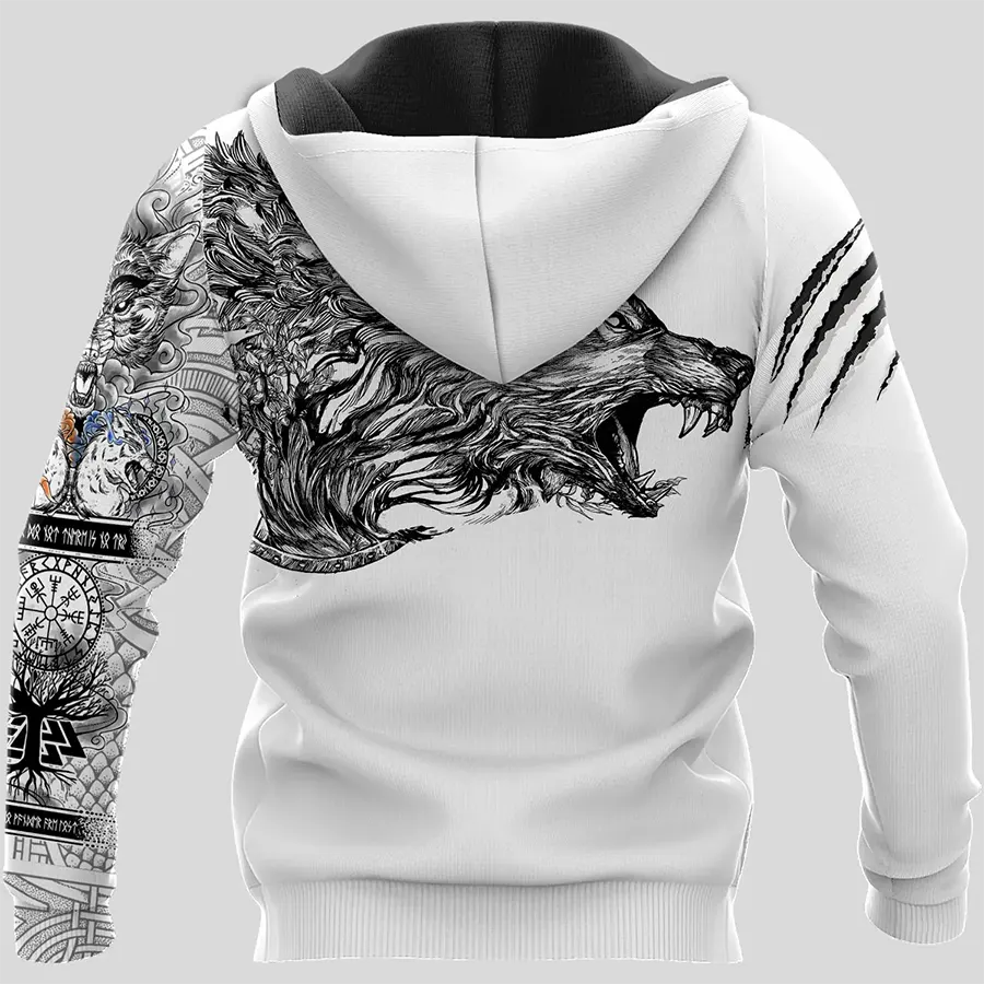 Viking Hoodie Fierce Wolf Art Claws Scratch