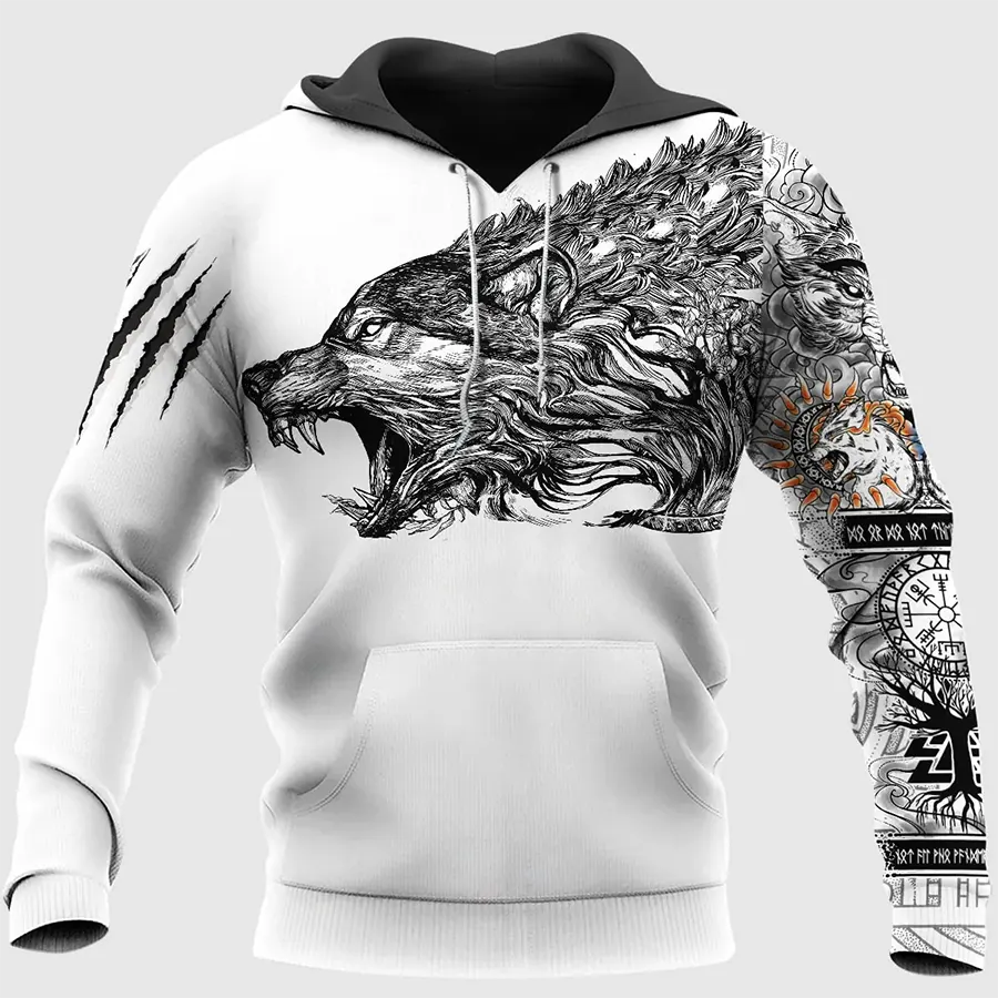 Viking Hoodie Fierce Wolf Art Claws Scratch