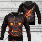 Viking Hoodie Flaming Occult Skull Valknut Warrior