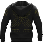Viking Hoodie Helm of Awe and Vegvisir Symbol Warrior