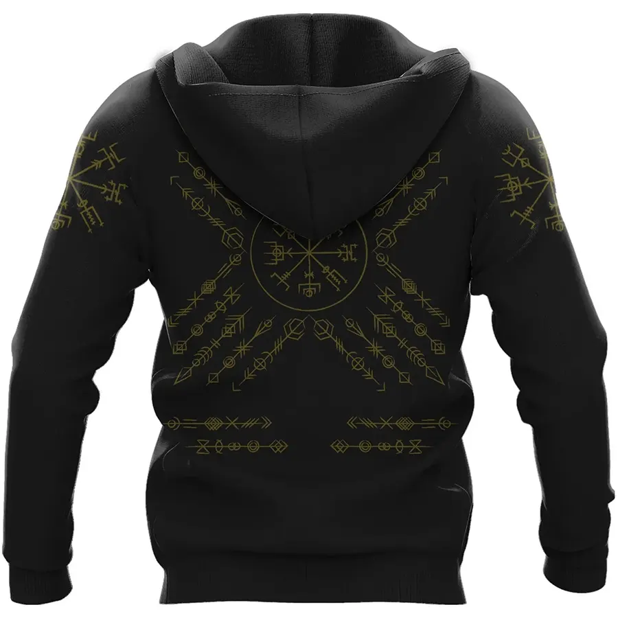 Viking Hoodie Helm of Awe and Vegvisir Symbol Warrior
