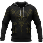 Viking Hoodie Helm of Awe and Vegvisir Symbol Warrior