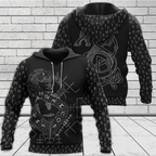 Viking Hoodie Jormungandr Art and Fenrir Art Norse Myth