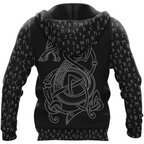 Viking Hoodie Jormungandr Art and Fenrir Art Norse Myth
