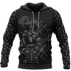 Viking Hoodie Jormungandr Art and Fenrir Art Norse Myth