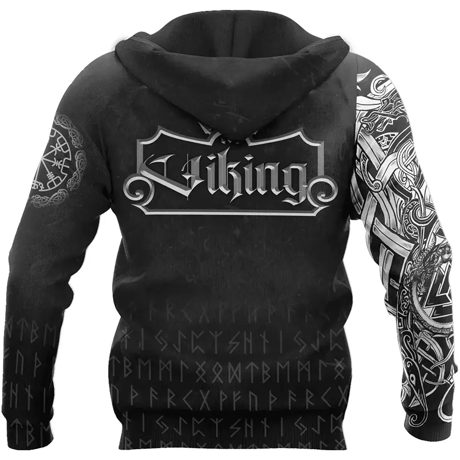 Viking Hoodie Jormungandr Art and Norse Compass
