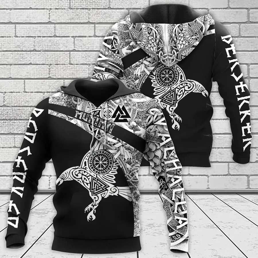 Viking Hoodie Munin and Hugin Raven Messengers