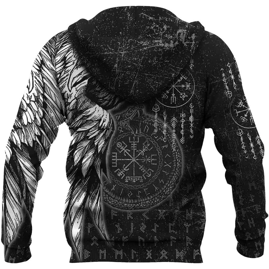 Viking Hoodie Norse Raven and Jormungandr Symbol Norse Myth